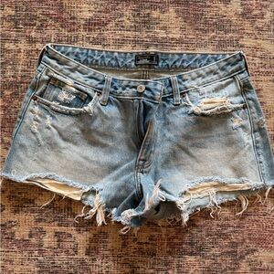 Abercrombie & Fitch Light Blue Distressed Jean Shorts